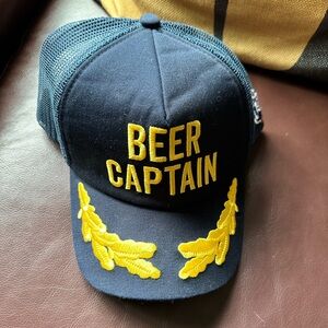 NEW!! Beer Captain Navy and Yellow Baseball Cap w/ Mesh Back & Adjustable back.